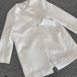 Zara White Long Coat Size 11-12
